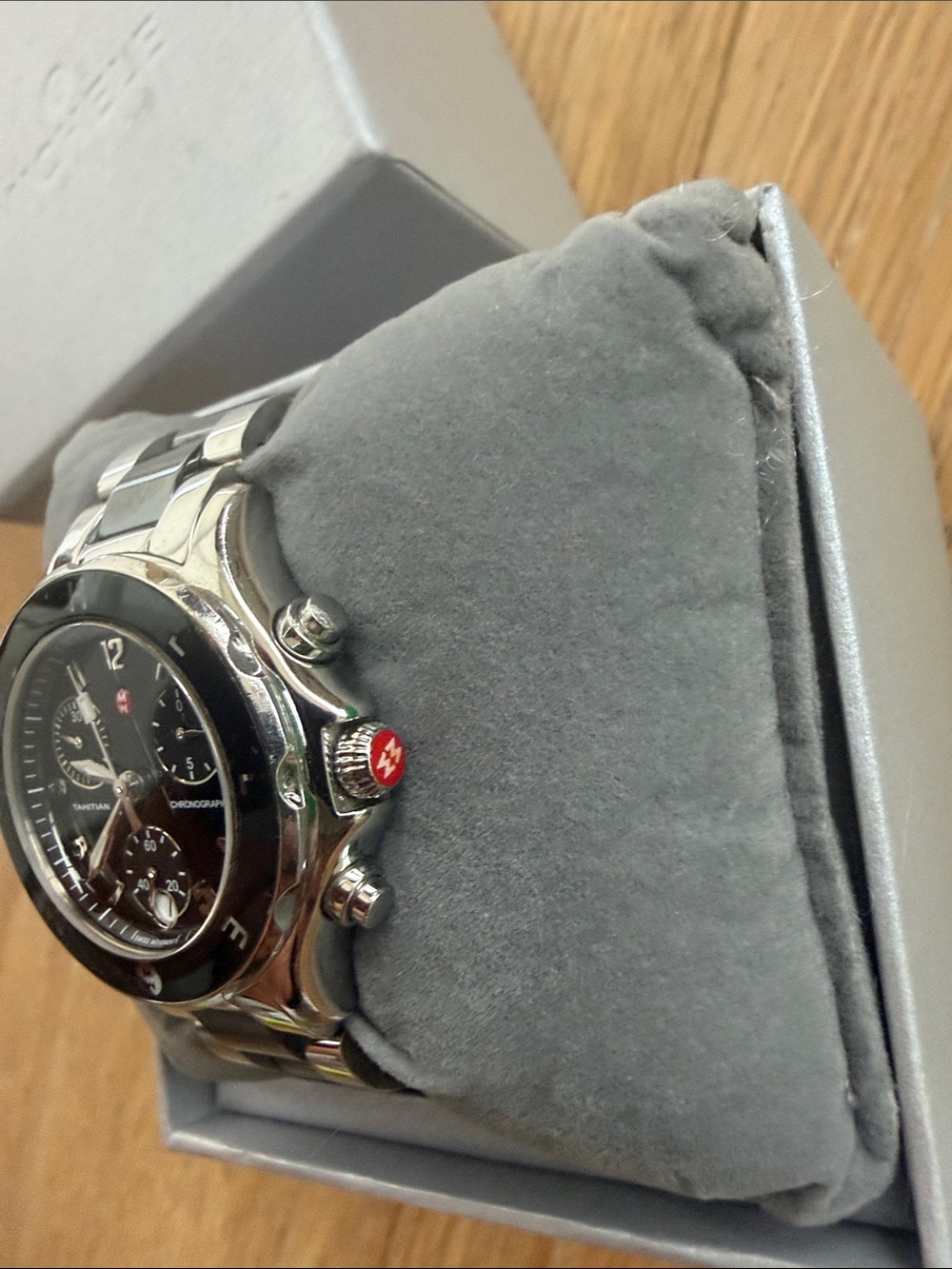 Michele Men’s Silver Bracelet Watch with Black Dial - Picture 4 of 6